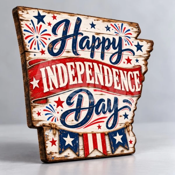 Arkansas Happy Independence Day State Shape Design