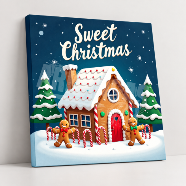 Sweet Christmas Gingerbread House Illustration